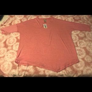 Comfy 1/2 Sleeve Pink Asymmetrical Top!